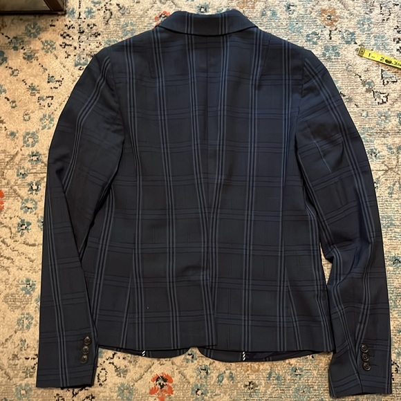 Banana Republic Washable Wool Blazer Navy Plaid Size 4 - Picture 13 of 16